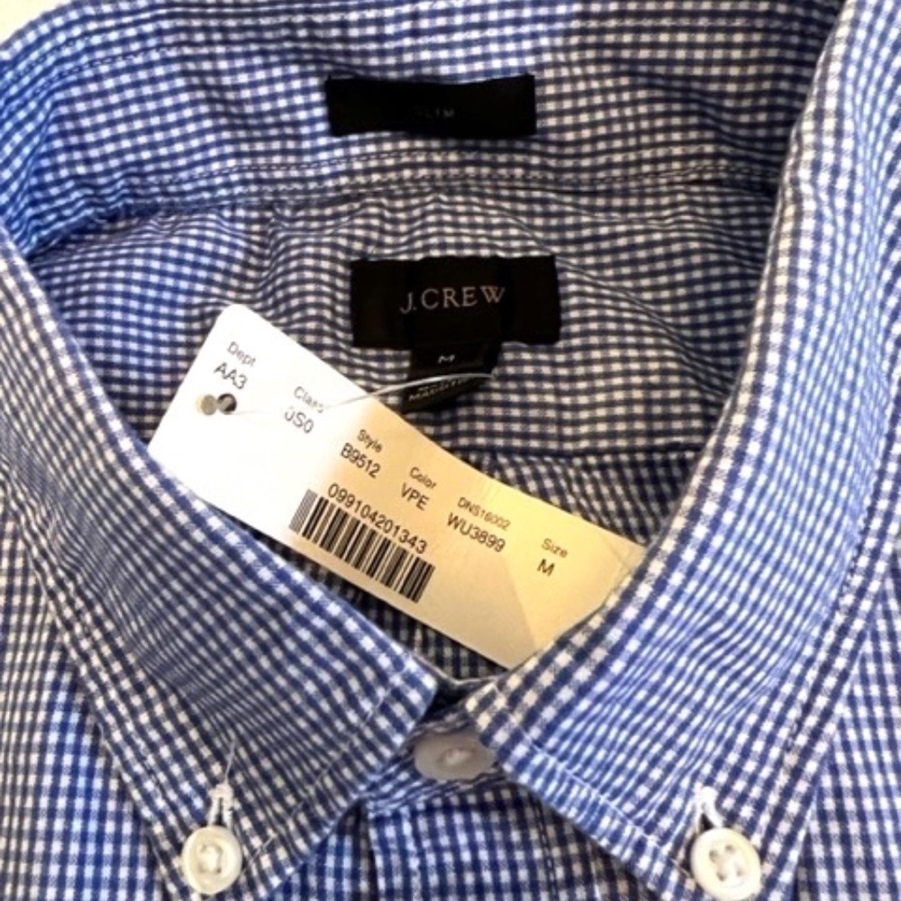 J Crew Med/Slim Seersucker Gingham Long-Sleeve Button Down BNWT‌‌ - Picture 2 of 4